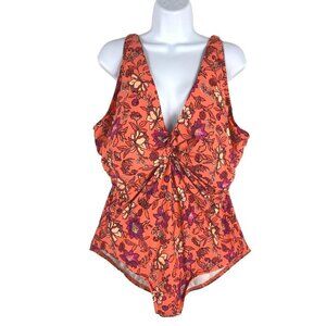 Lands' End Swimsuit One Piece‎ Women's Size 24W Floral Multicolored
